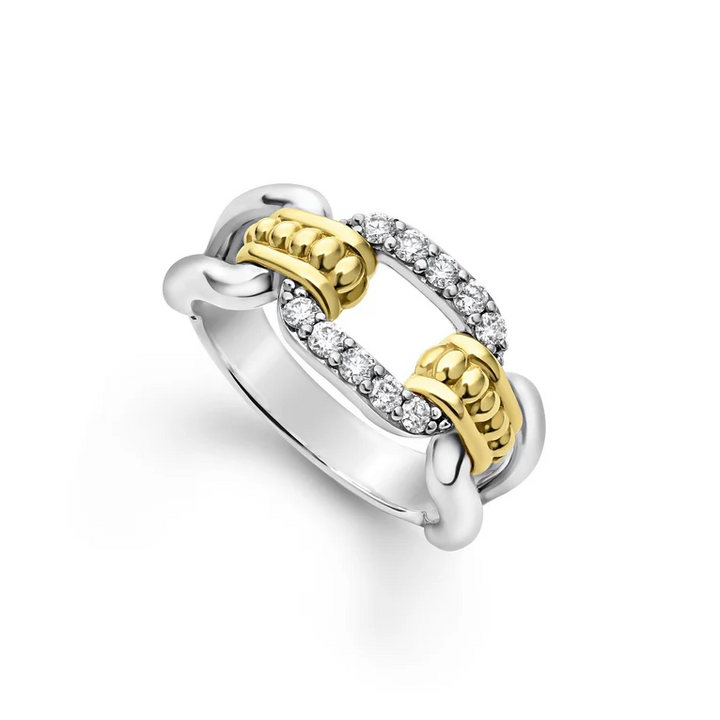 Two-Tone Link Diamond Ring