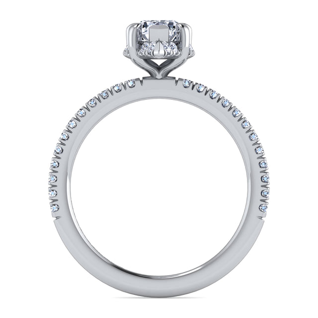 Pear Diamond Hidden Halo Engagement Ring