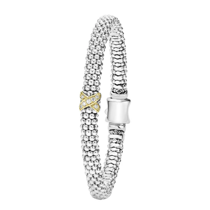 Single Station "X" Two-Tone Diamond Bracelet