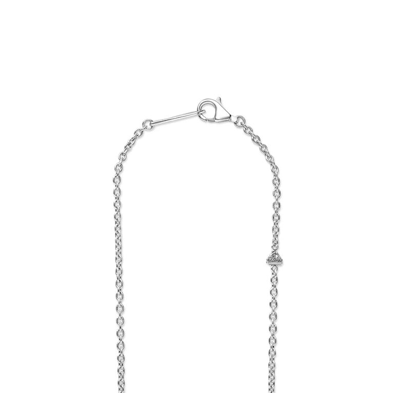 Silver Large Beaded Station Necklace