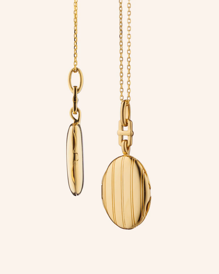Slim Pinstripe "Eve" 18K Gold Locket Necklace