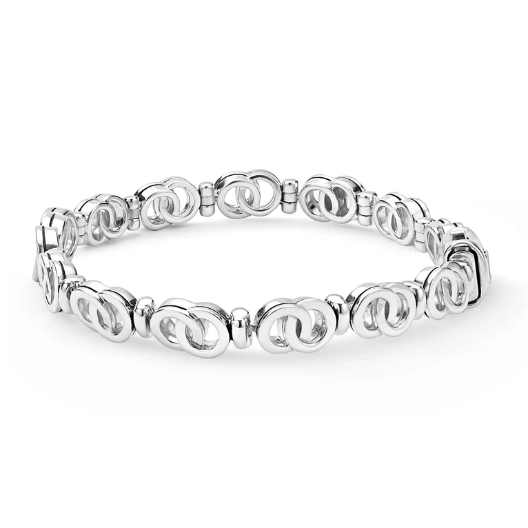 Silver Petite Interlocking Diamond Link Bracelet