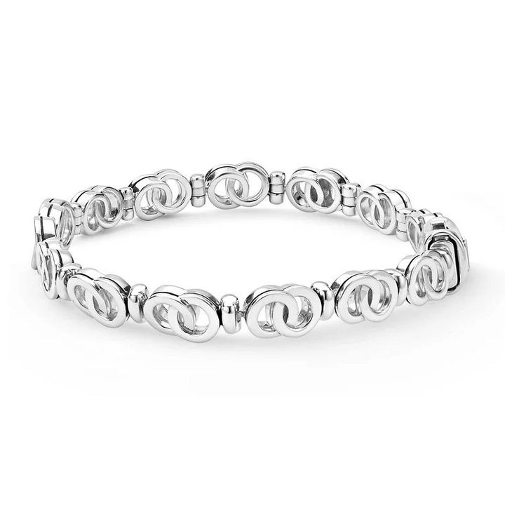 Silver Petite Interlocking Diamond Link Bracelet