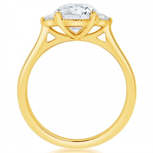 Fancy Three Stone Engagement Ring