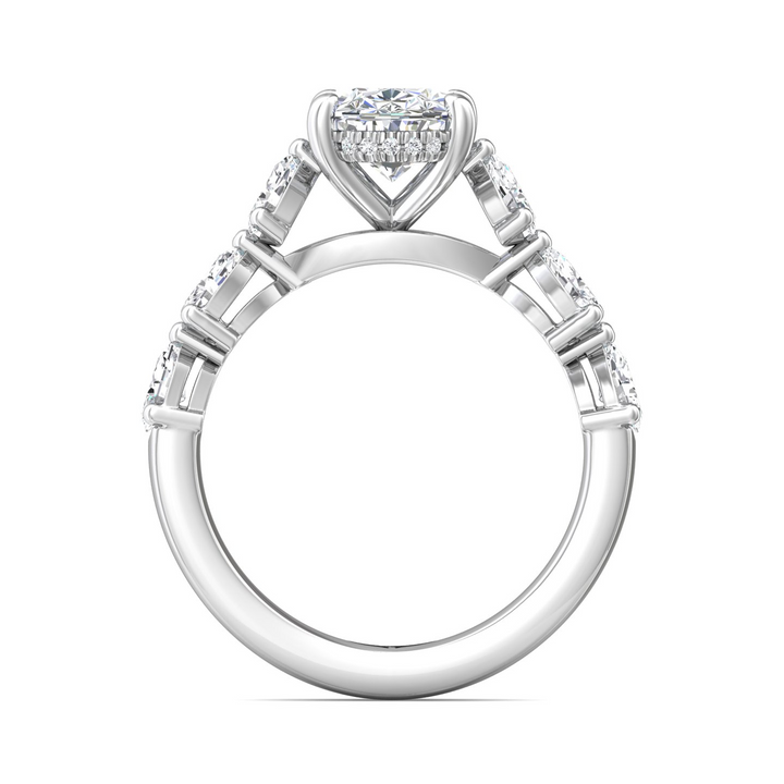 Channel & Shared Prong Pear Diamond Engagement Ring