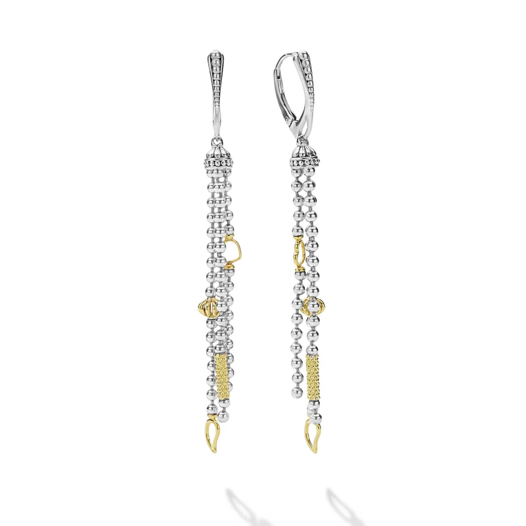 Two-Tone Caviar Tassel Earrings