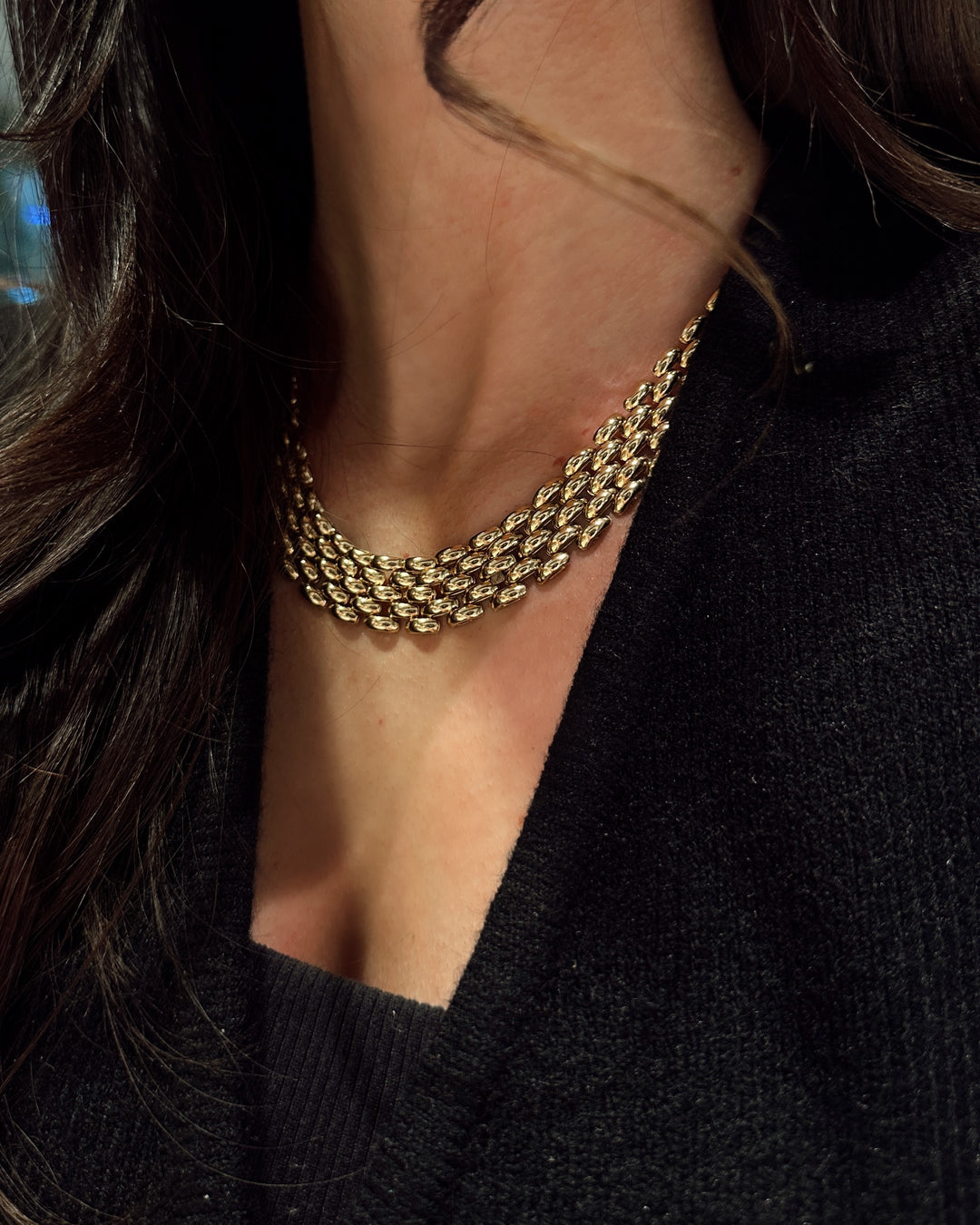 18K Yellow Gold Panther Collar Necklace