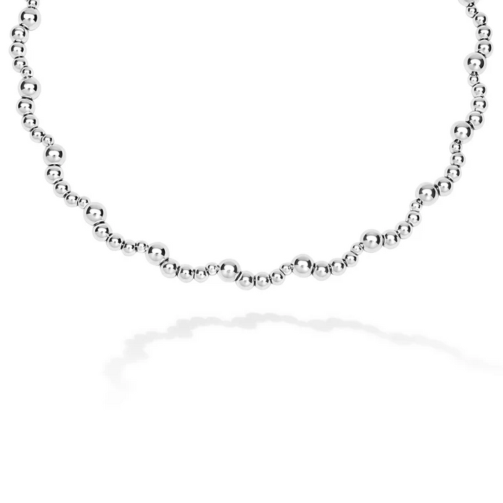 Sterling Silver Beaded Scalloped Necklace