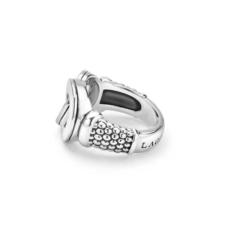 Large Silver Interlocking Diamond Ring