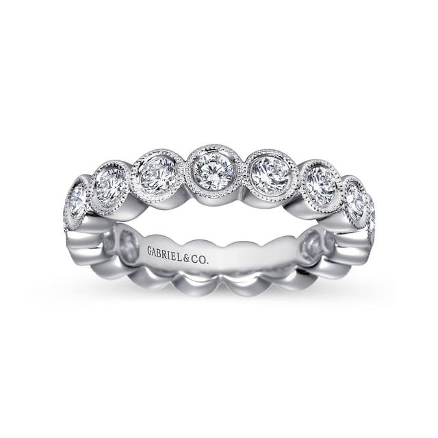 14K White Gold Bezel Set Diamond Eternity Band