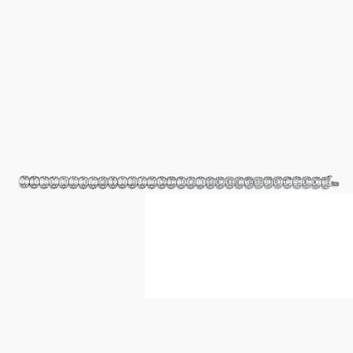 18K White Gold Emerald-Cut Diamond Tennis Bracelet