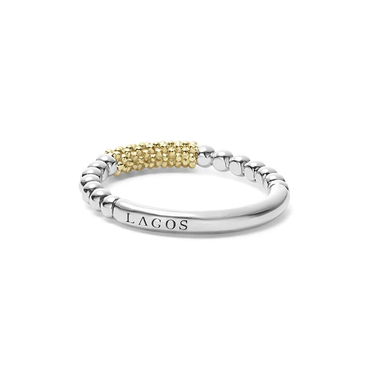 Two-Tone Caviar Stacking Ring