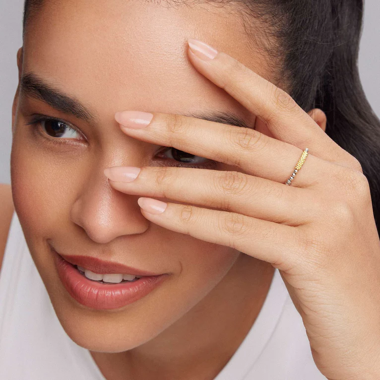 Two-Tone Caviar Stacking Ring