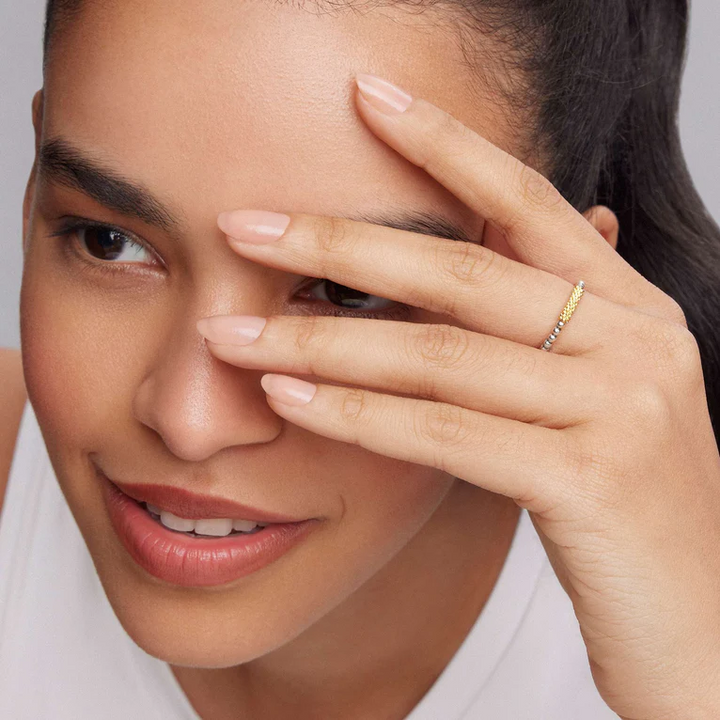 Two-Tone Caviar Stacking Ring