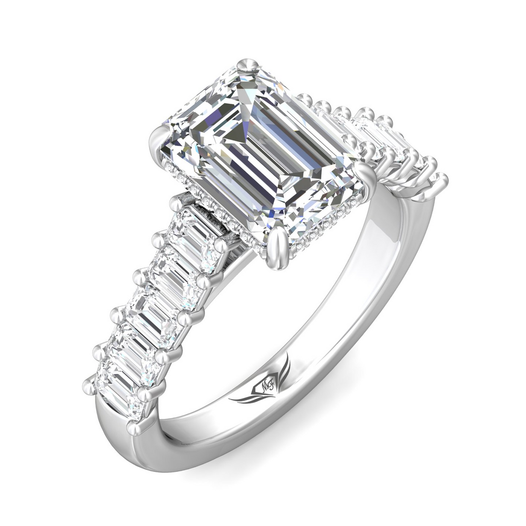 Platinum Emerald Cut Diamond Engagement Ring