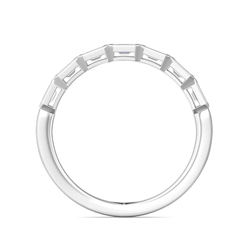 14k White Gold Emerald Cut Diamond Band