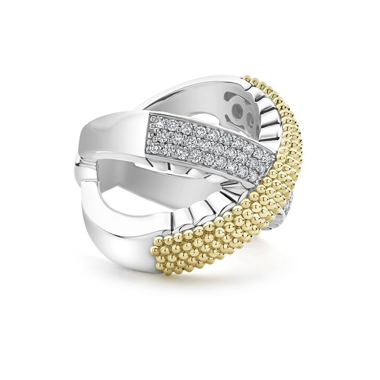 X Caviar Diamond Ring