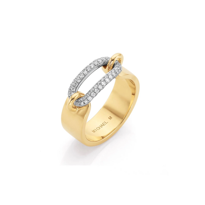 Two Tone Luxe Link Pavé Ring
