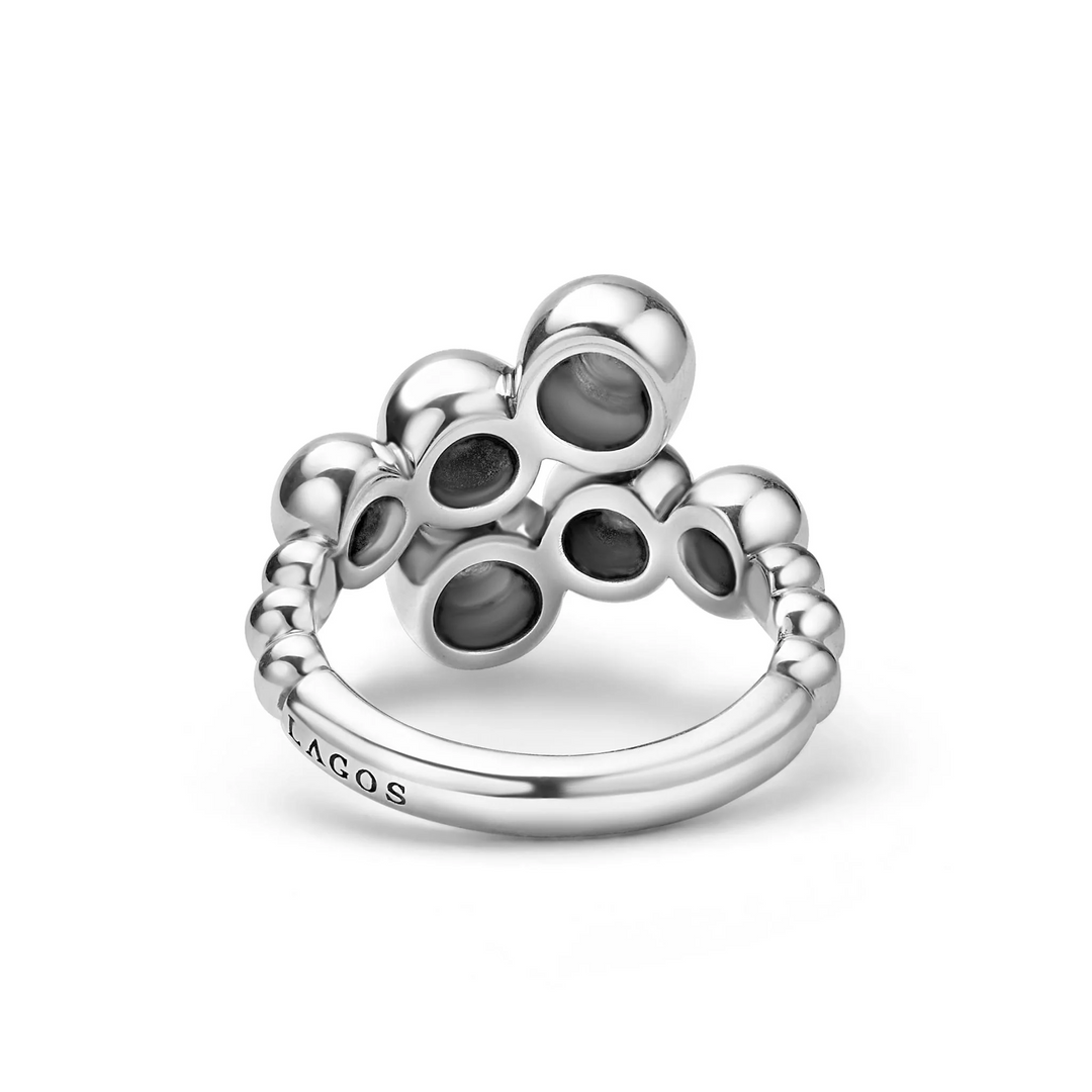 Silver Beaded Cross Over Ring