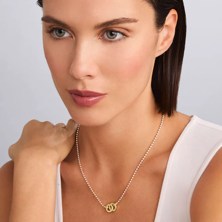 Two-Tone Interlocking Diamond Necklace