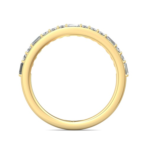 14K Yellow Gold Round & Baguette Diamond Band