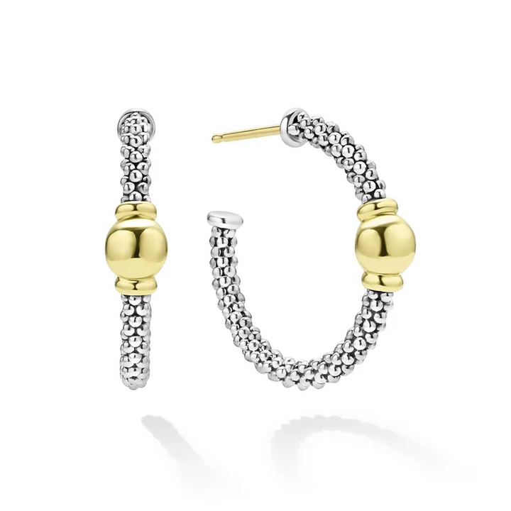 Two-Tone Station Hoop Earrings