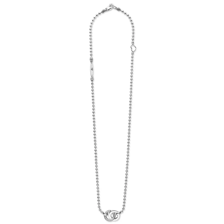 Silver Interlocking Diamond Pendant Necklace