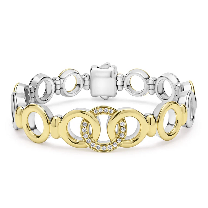Two-Tone Interlocking Diamond Link Bracelet