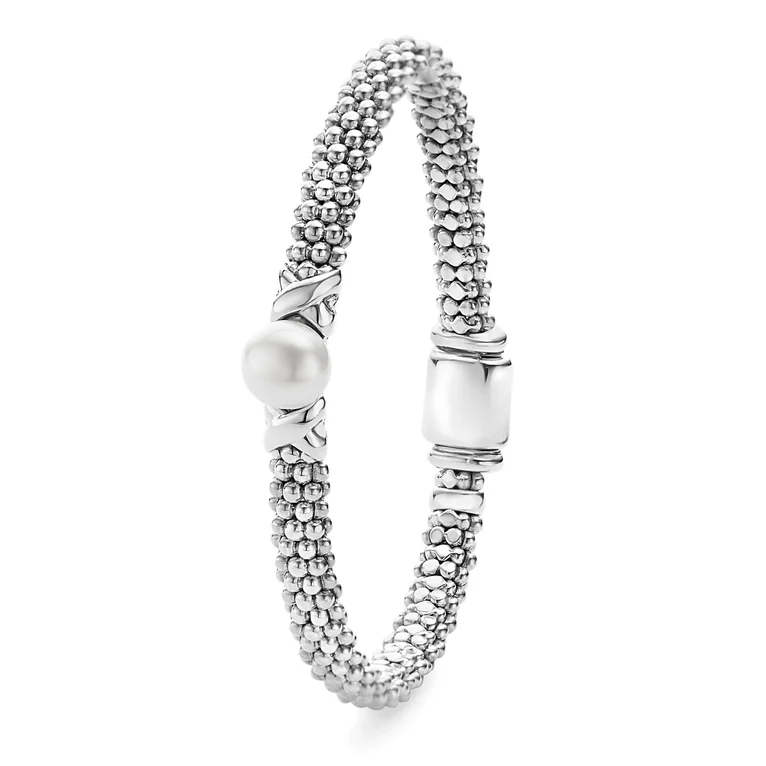 Sterling Silver X Pearl Caviar Bracelet