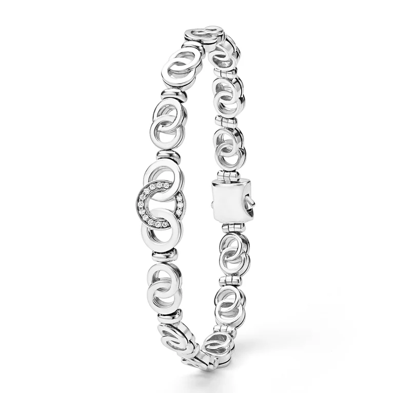 Silver Petite Interlocking Diamond Link Bracelet