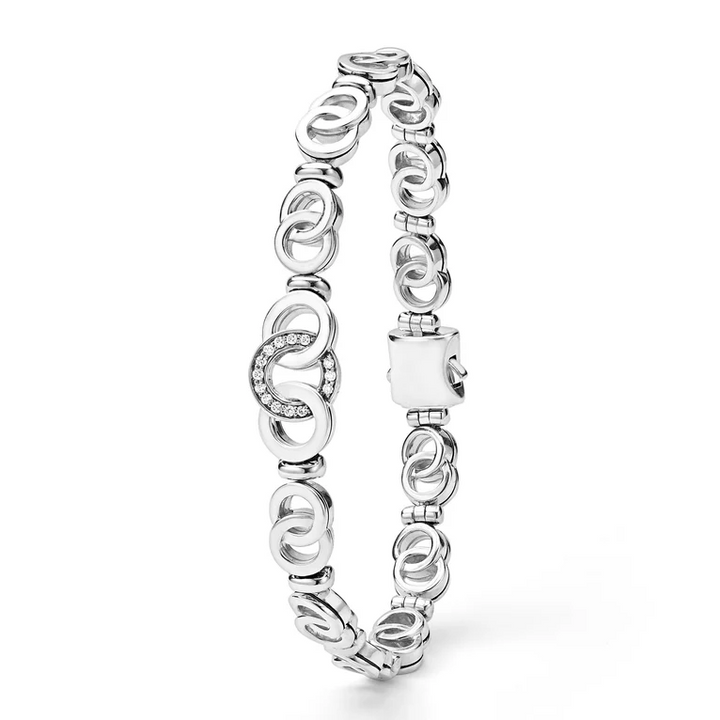 Silver Petite Interlocking Diamond Link Bracelet