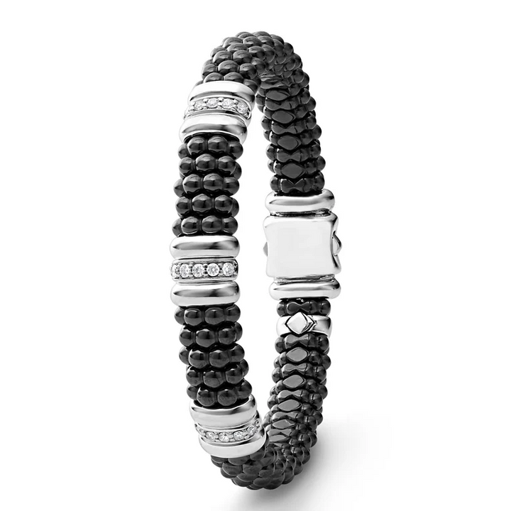 Black Three Station Ceramic Diamond Bracelet