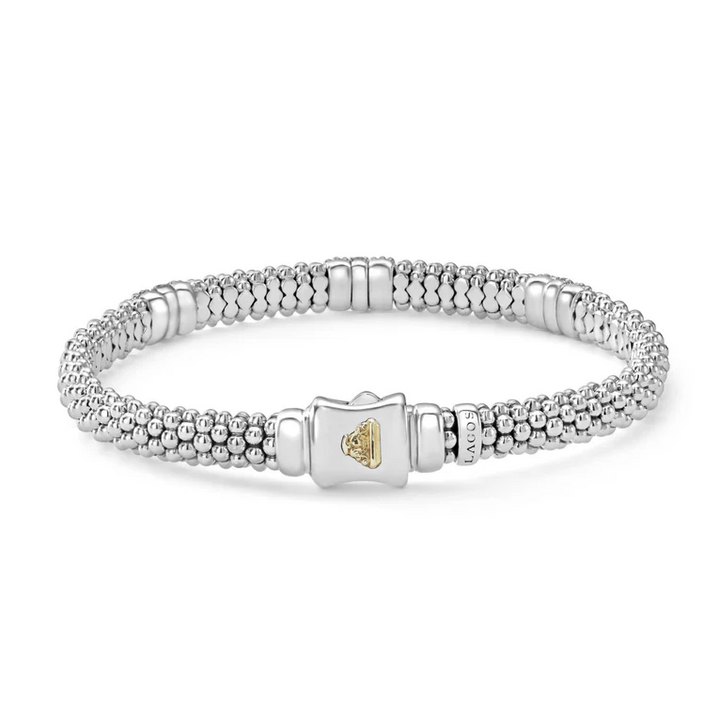 Three Station Diamond Caviar Bracelet