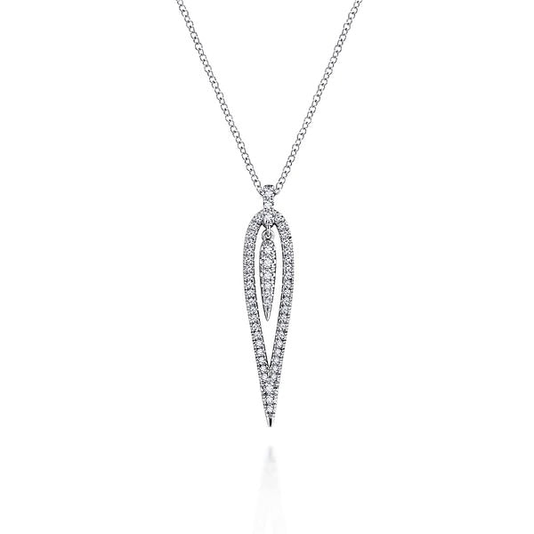 Open Teardrop Diamond Pendant Necklace