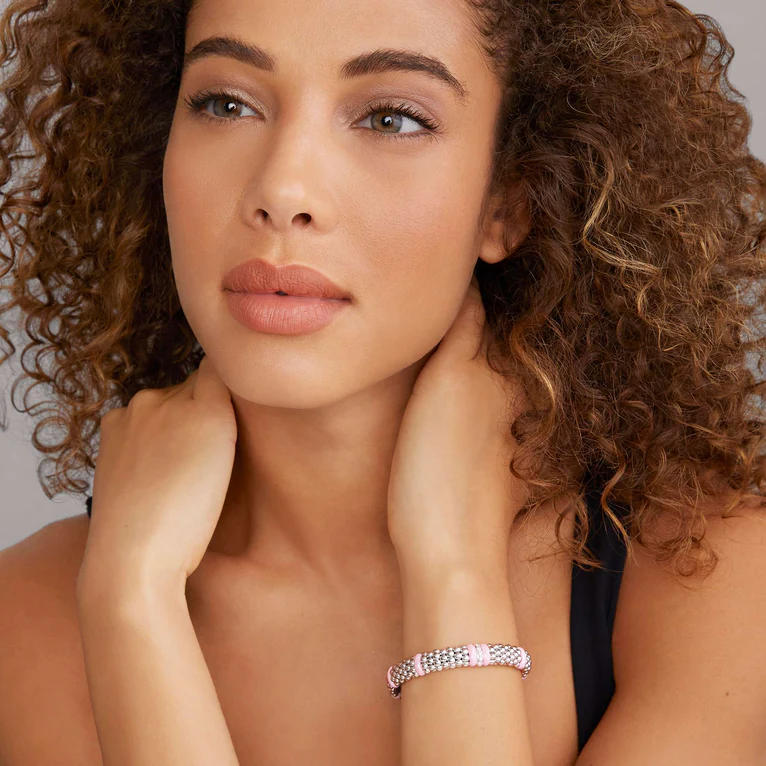Single Station Pink Ceramic Diamond Bracelet