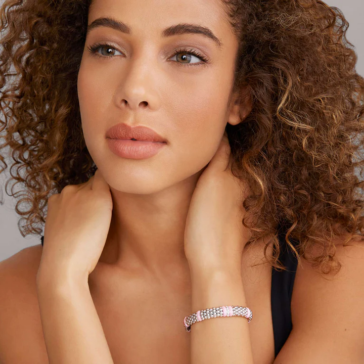 Single Station Pink Ceramic Diamond Bracelet