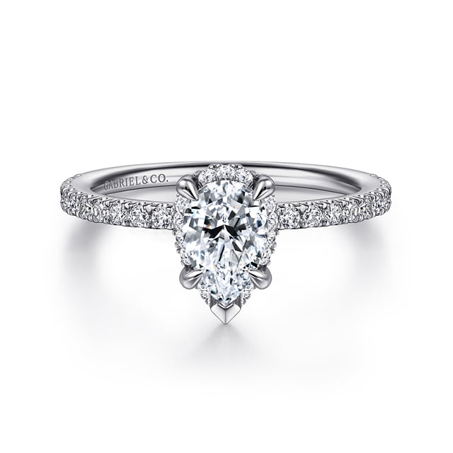 Pear Diamond Hidden Halo Engagement Ring
