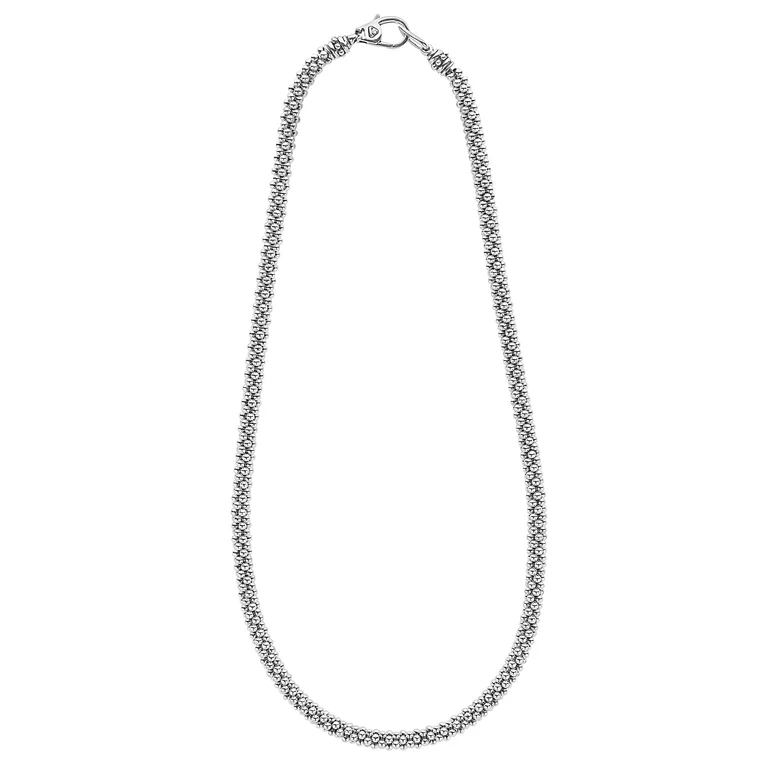 Sterling Silver Caviar Beaded Necklace