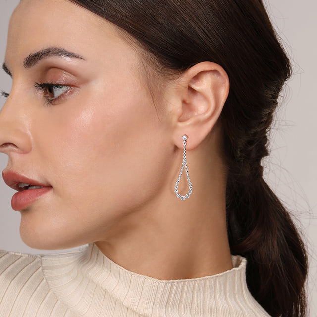 Diamond Stud Drop Earrings