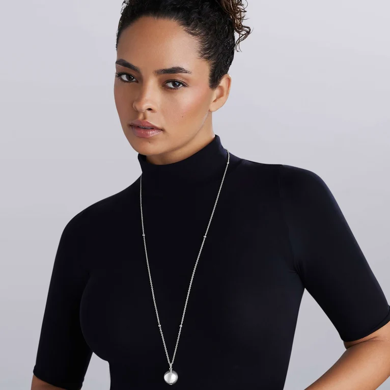 Silver Beaded Pendant Necklace