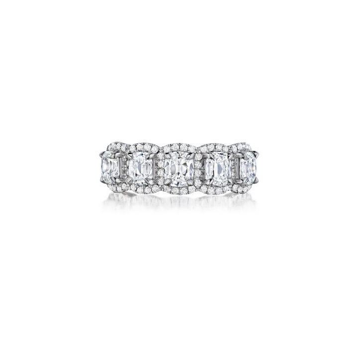 Five Stone Diamond Halo Wedding Band