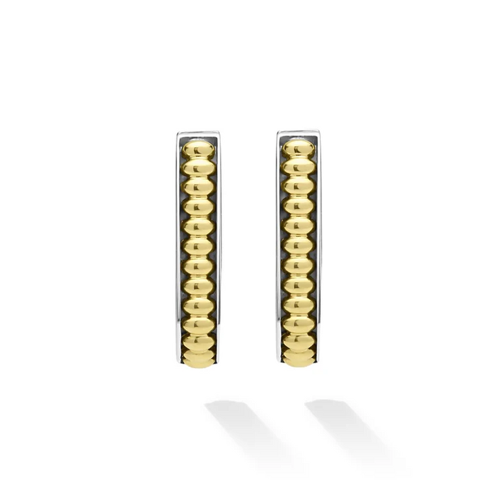 Two-Tone Beaded Linear Hoop Earrings