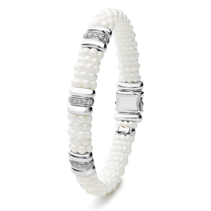 Three Station Ceramic Diamond Bracelet | 9mm