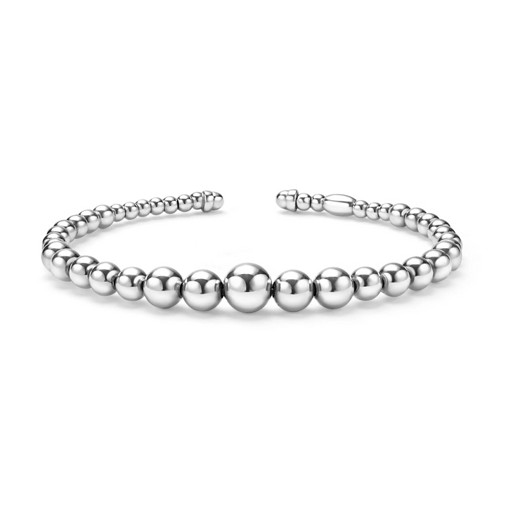Silver Beaded Cuff Bracelet