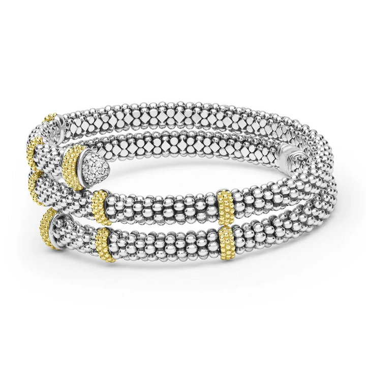 Two-Tone Caviar Diamond Versa Wrap Bracelet