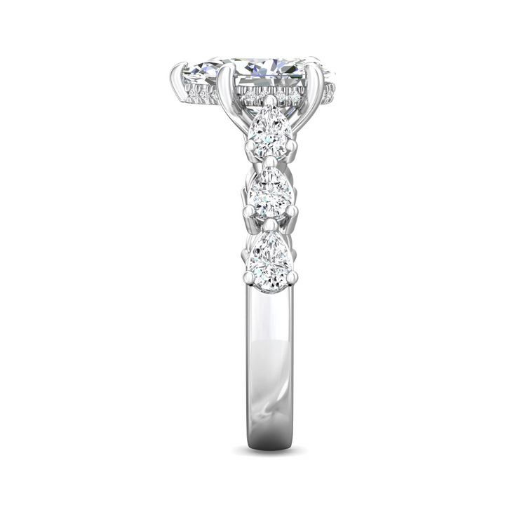 Channel & Shared Prong Pear Diamond Engagement Ring