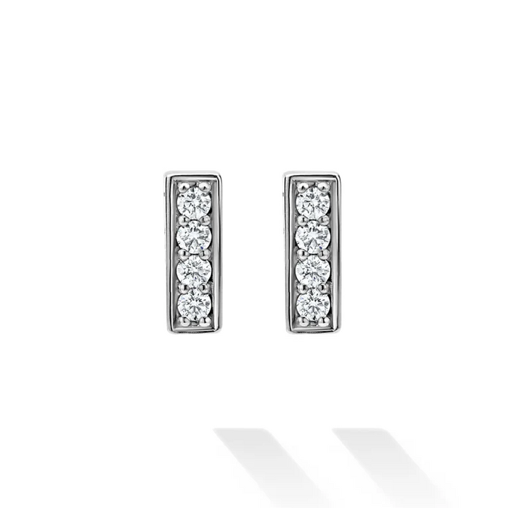 Silver Linear Diamond Stud Earrings