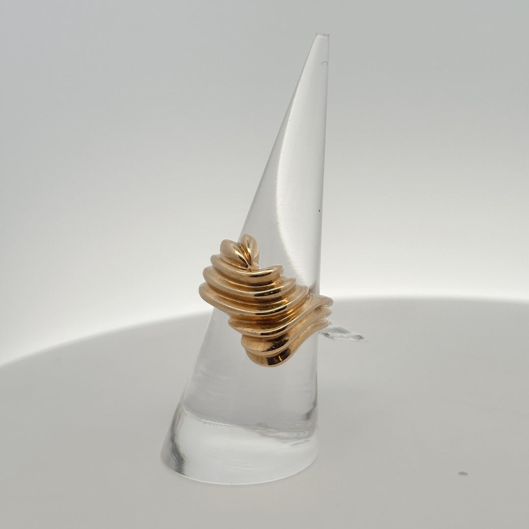 14K Yellow Gold Ribbed Dome Ring