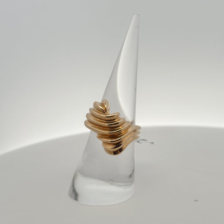 14K Yellow Gold Ribbed Dome Ring