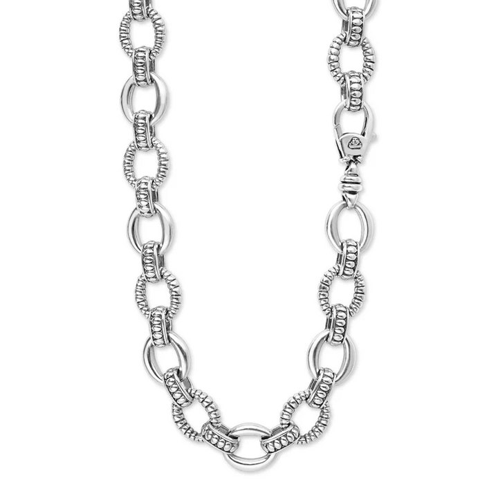 Sterling Silver Fluted Oval Link Necklace